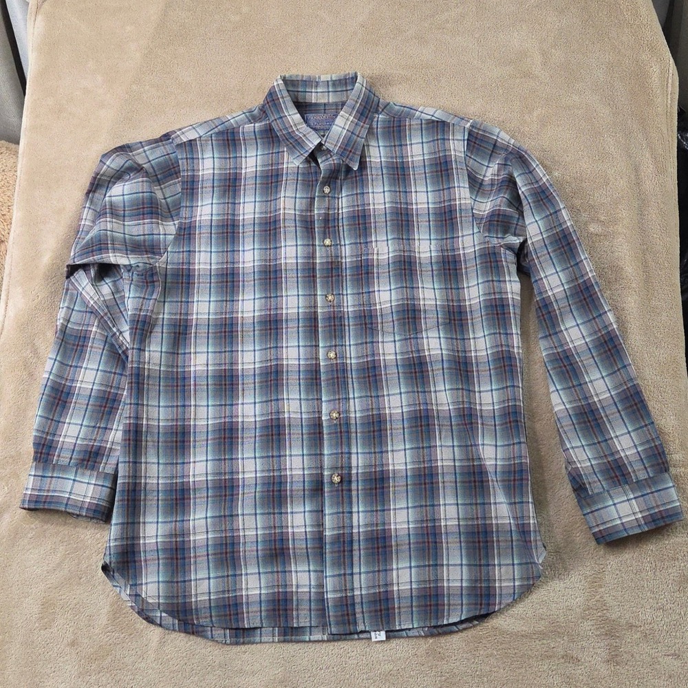 Vintage Pendleton Sir Pendleton Wool Shirt‎ Men large Blue Plaid Button Up L/S